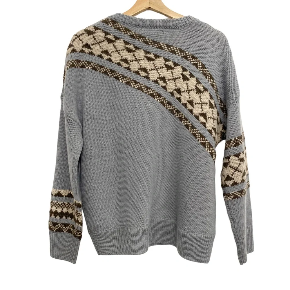 Skull Cashmere Lilian V-Neck Alpaca Wool Fair Isle Print Sweater Sz M - Picture 10 of 16